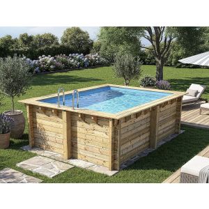 Piscina de madeira retangular "zanzibar" - 3,50 x 2,30 x 1,24 m - cobertura
