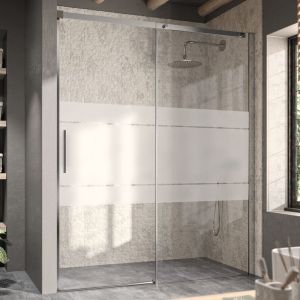 Frente de duche luna prata brilhante 132-136cm – vidro serigrafado