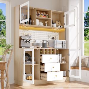 Armário alto para cozinha e sala com LED branco 185,7x140x40cm