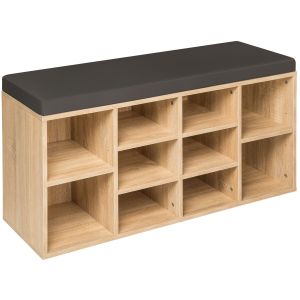 Sapateiro com banco, 10 pares, 103,5 x 48 x 30 cm, cinzento/carvalho claro