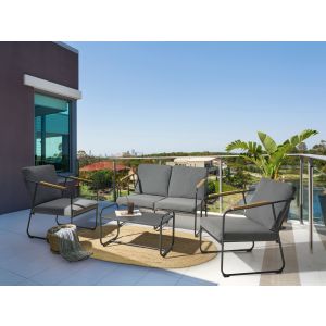 Conjunto de jardim com mesa 4 lugares vezzana metal cinzento