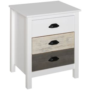 Mesa de cabeceira 50x38x65 cm mdf e madeira de pinho color blanco Homcom