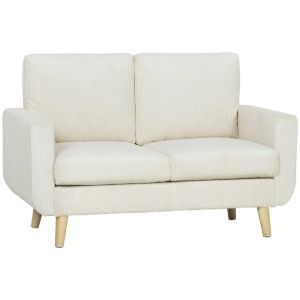 Sofá de dois lugare 134x74x84 cm veludo color beige Homcom, casa - sófas
