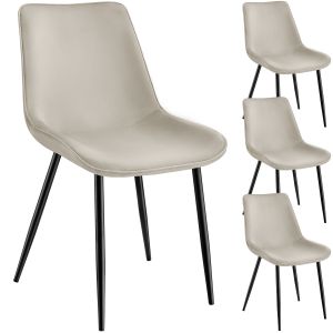 4 cadeiras de sala de jantar aterciopeladas 48 x 59 x 82,5 cm crema