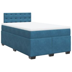 vidaXL cama box spring con colchón terciopelo azul 120x200 cm