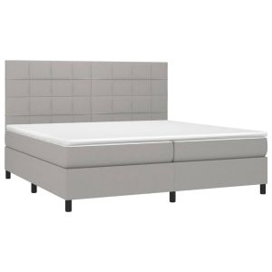 vidaXL cama box spring con colchón tela gris claro 200x200 cm
