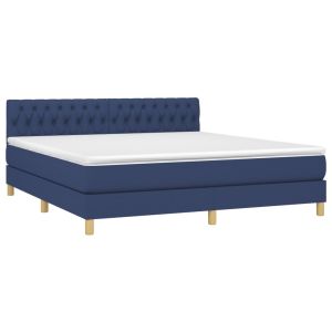 vidaXL cama box spring con colchón tela azul 180x200 cm