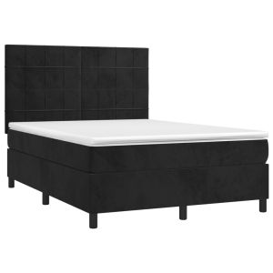 vidaXL cama box spring con colchón terciopelo negro 140x190 cm