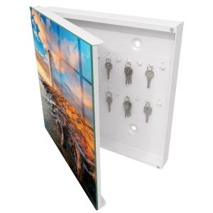 Caixa para chaves de vidro 30x30x5 farol, abertura à esquerda branca