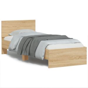Cama c/ cabeceira/luzes LED 90x190 cm carvalho sonoma seaw9934