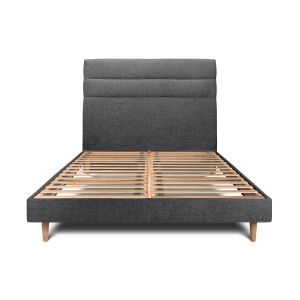 Cama de 135x190 cm com cabeceira de linha - tela fosca - preto