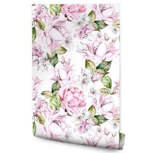 Papel de parede para sala de estar flowers leaves pastel watercolour nature