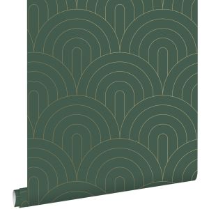 Estahome papel de parede motivo art deco verde esmeralda 53 cm x 10.05 m