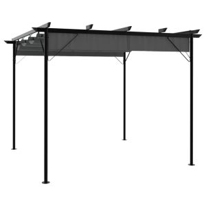 Pérgola com toldo retrátil 3x3 m 180 g/m² aço antracite