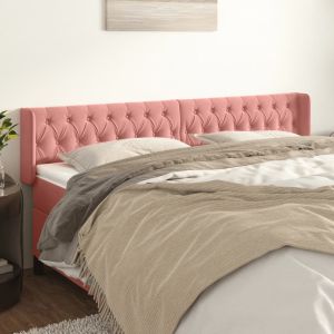 Cabeceira de cama c/ abas veludo 183x16x78/88 cm rosa ptob2579
