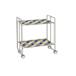 Carrinho de serviço dobrável bauhaus, armação de metal cinza, 2 bandejas