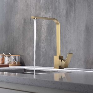 Torneira misturador de cozinha sky bath ouro escovado inox s304
