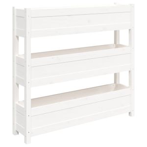 Jardinera de madera maciza de pino blanco 112x25x104,5 cm