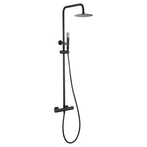 Coluna de duche extensível, pulverizador termostático extra-plano preto