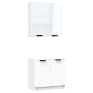 Conj. De armários casa de banho 2pcs madeira processada branco