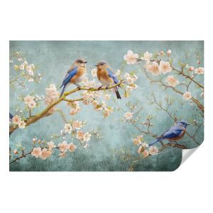 Papel de parede vinílico pássaros da primavera 104x152 tulup