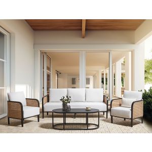 Conjunto de jardim com mesa 5 lugares montefalco metal branco