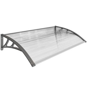Marquise de proteção 110x60x23 cm policarbonato, alumínio e pp transparente