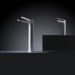 Torneira para lavabo alta branca fosca em latão e zama com cartucho cerâmic
