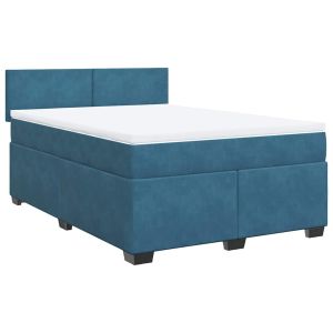vidaXL cama box spring con colchón terciopelo azul oscuro 140x190 cm