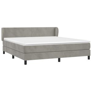 vidaXL cama box spring con colchón terciopelo gris claro 180x200 cm