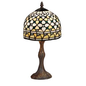 Abajur de mesa tiffany com base ondulada, série queen, 20 cm de ø.