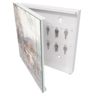 Caixa para chaves decorativa 30x30x5, abertura à esquerda branca