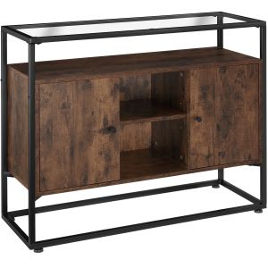 Aparador de estilo industrial 3 prateleiras 100x38x80,5 cm madeira oscura