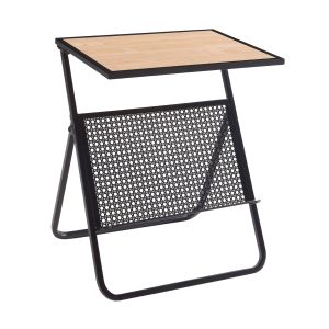 Mesa de apoio com suporte para jornais jäller 48x40x30 cm preto/ carvalho