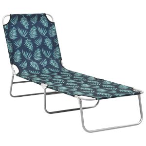 vidaXL tumbona plegable de acero y tela estampado de hojas