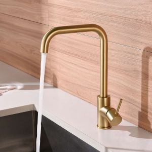 Torneira misturador de cozinha sky bath ouro escovado inox s304