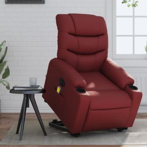 Poltrona reclin. Elevatória elétrica couro artif vermelho-tinto ewg6639