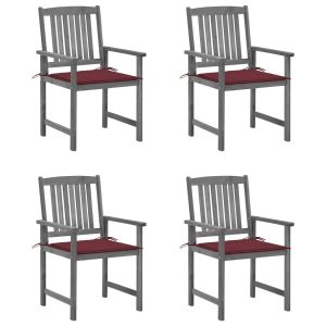 Cadeiras de jardim com almofadões 4 pcs acácia maciça cinza