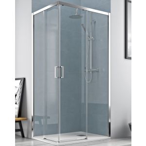 Cabine de duche retangular angular | frente 160 lateral  70cm cromado