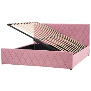 Sommier com arrumação rochefort veludo rosa 180 x 200 cm