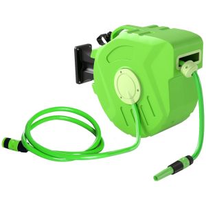Carretel para mangueira 47,5x15,5x35,5 cm pp e PVC color verde Outsunny