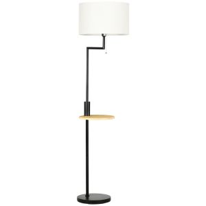 Candeeiro de pé ø40x168cm aço, linho sintético e bambú bicolor Homcom