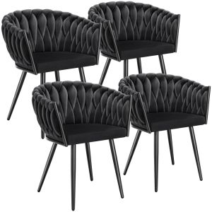 4 cadeiras de sala de jantar de terciopelo, anudado 60,5x 55x75 cm preto