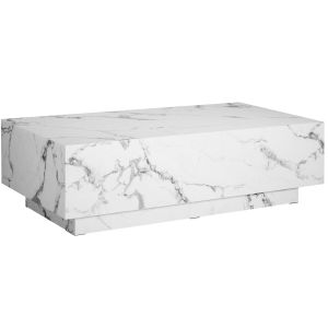 Tectake mesa de centro, mdf aspeto marmol, carga 45kg, 120x60x35cm, branco