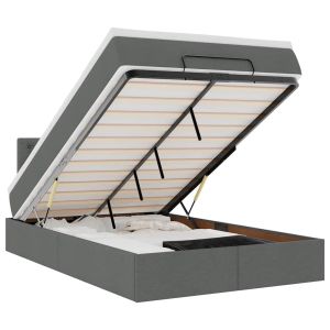 vidaXL cama otomana con colchón y LED tela gris oscuro 120x190 cm
