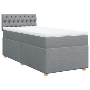 vidaXL cama box spring con colchón tela gris claro 80x200 cm