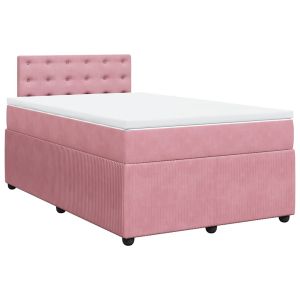 vidaXL cama box spring con colchón terciopelo rosa 120x200 cm
