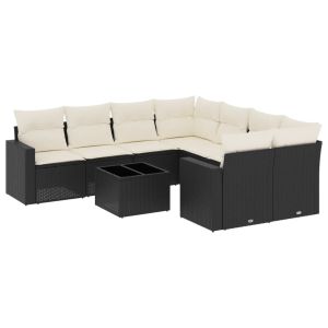 vidaXL set de sofás de jardín 8 piezas y cojines ratán sintético negro