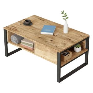 Mesa de centro alfonsa, um espaço, em madeira 100x60x44h cm