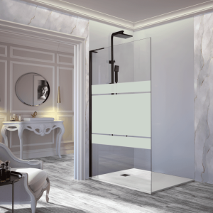 Panel fijo de ducha fresh free negro  88.5-89.5 cm / izquierda con decorado